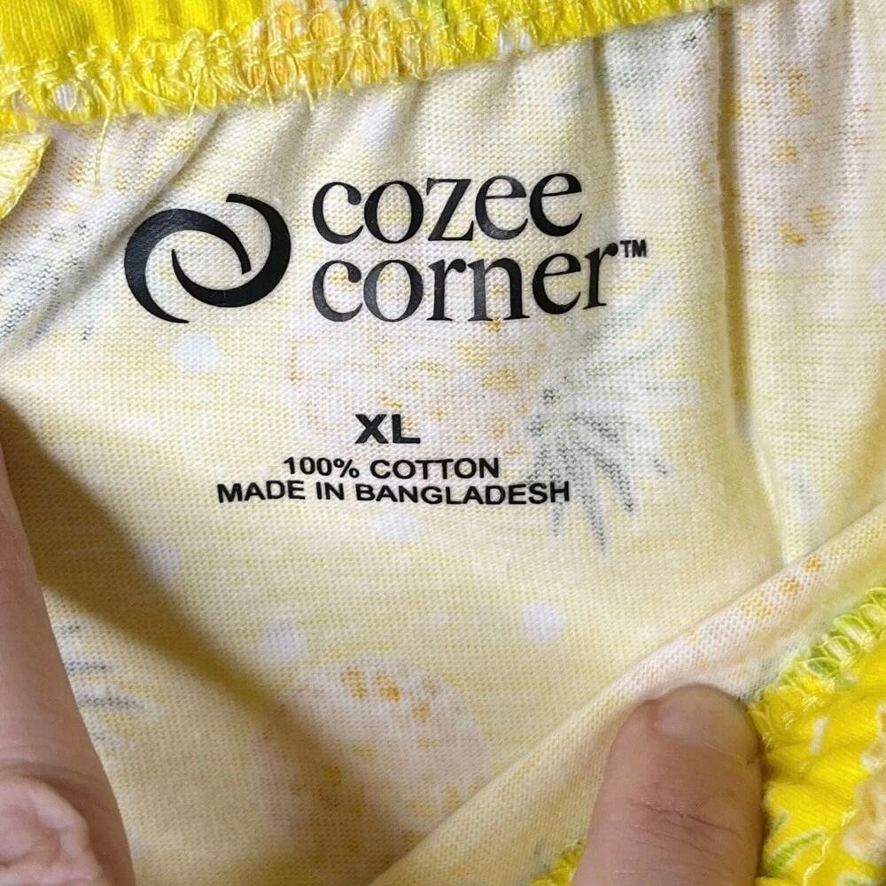Cozee Corner Women Mini Skirt XL Yellow Pineapple Print Drawstring Casual Cotton - Picture 6 of 6
